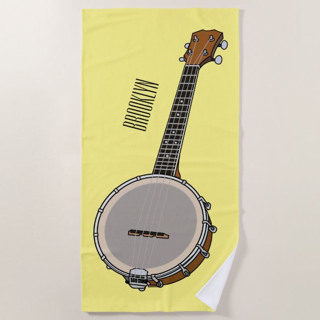 Toalla De Playa Ilustracion personalizado Banjo (Anverso)