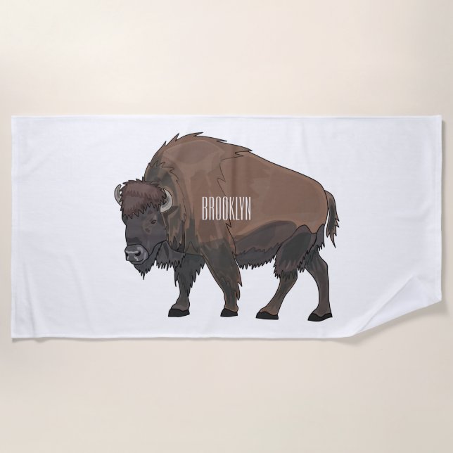 Toalla De Playa Ilustracion personalizado Bison (Anverso)
