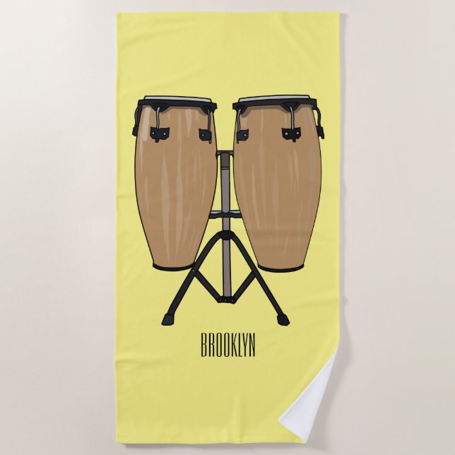 Toalla De Playa Ilustracion personalizado Bongo drum (Anverso)