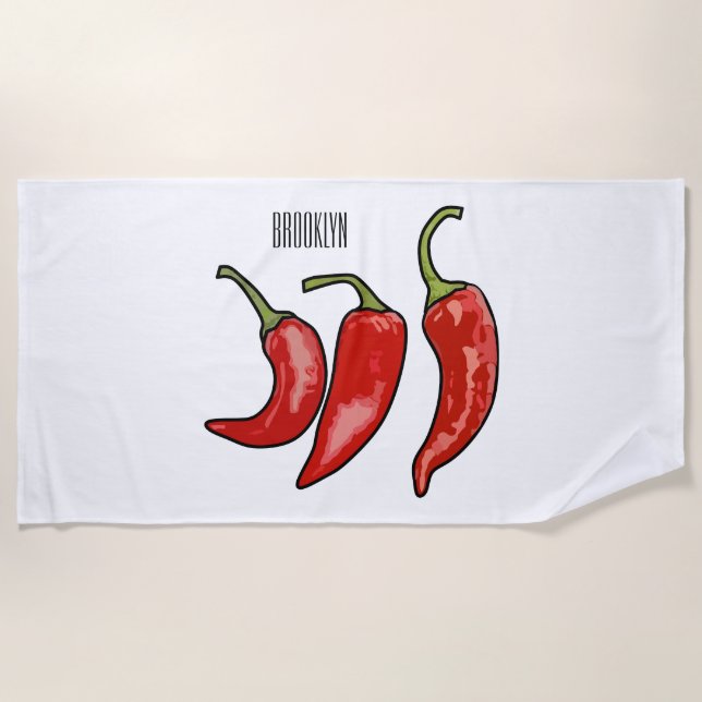 Toalla De Playa Ilustracion personalizado Chili (Anverso)