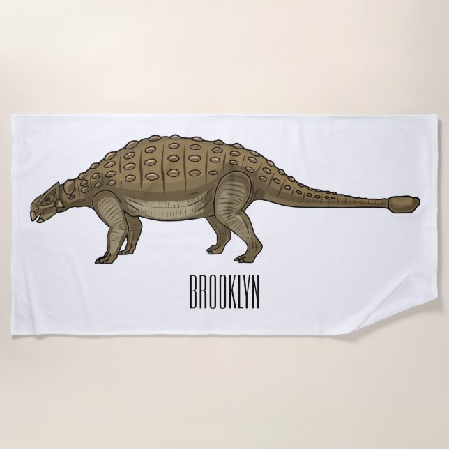 Toalla De Playa Ilustracion personalizado de Ankylosaurus (Anverso)