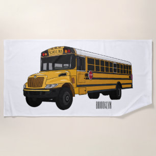 Toalla De Playa Ilustracion personalizado de autobús escolar