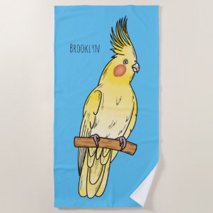 Toalla De Playa Ilustracion personalizado de aves de Cockatiel