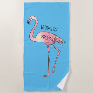Toalla De Playa Ilustracion personalizado de aves de Flamingo