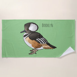 Toalla De Playa Ilustracion personalizado de aves merganser con ca