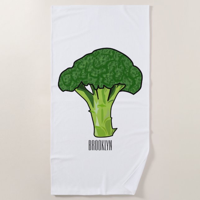 Toalla De Playa Ilustracion personalizado de Broccoli (Anverso)