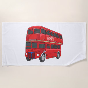 Toalla De Playa Ilustracion personalizado de bus de dos pisos