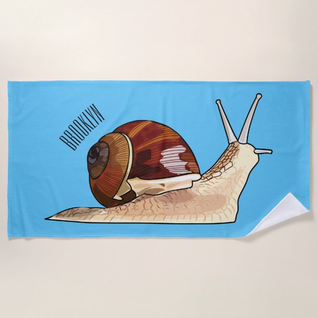 Toalla De Playa Ilustracion personalizado de caracoles (Anverso)