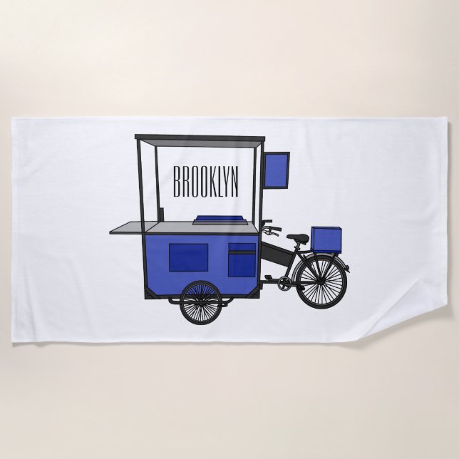Toalla De Playa Ilustracion personalizado de carrito de alimentos (Anverso)