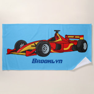 Toalla De Playa Ilustracion personalizado de coches de carreras de