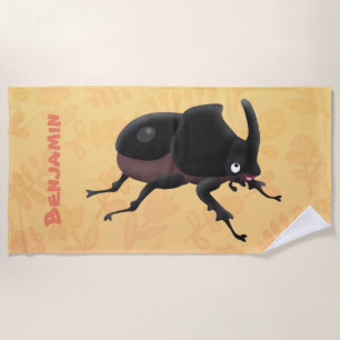 Toalla De Playa Ilustracion personalizado de escarabajo rinoceront
