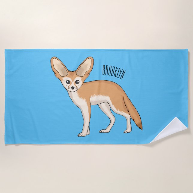 Toalla De Playa Ilustracion personalizado de Fennec fox (Anverso)