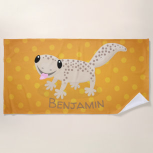 Toalla De Playa Ilustracion personalizado de gecko de color marrón