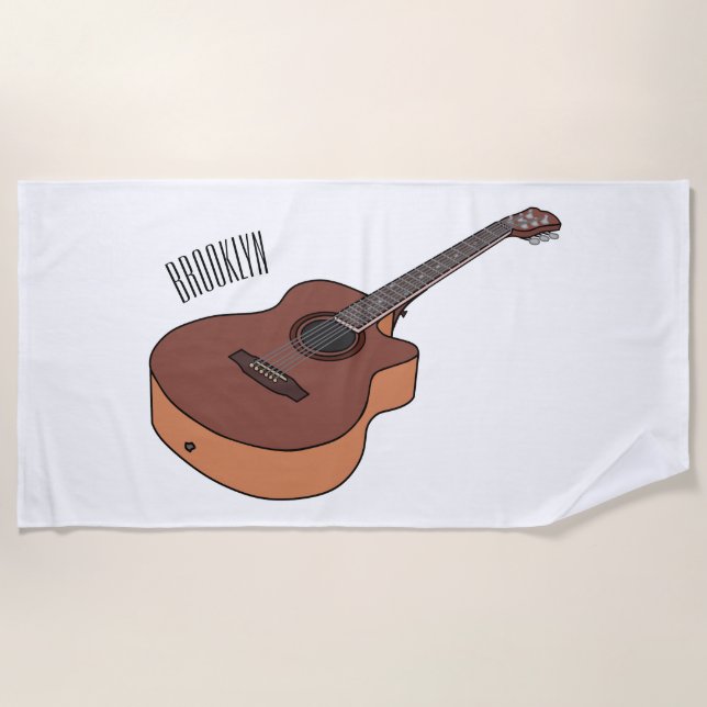 Toalla De Playa Ilustracion personalizado de guitarra acústica (Anverso)