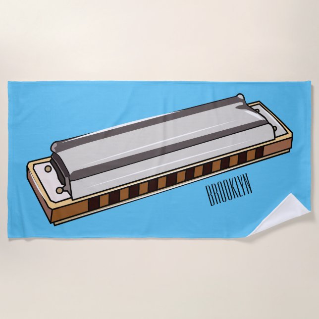 Toalla De Playa Ilustracion personalizado de Harmonica (Anverso)