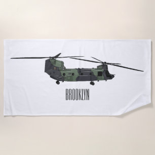 Toalla De Playa Ilustracion personalizado de helicóptero del ejérc