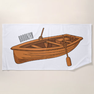 Toalla De Playa Ilustracion personalizado de lancha dorada