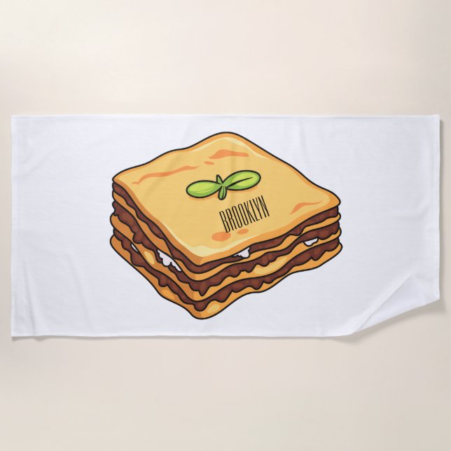 Toalla De Playa Ilustracion personalizado de Lasagna (Anverso)