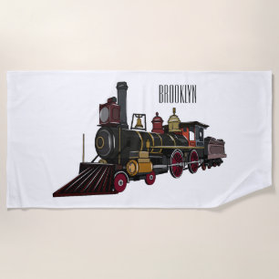 Toalla De Playa Ilustracion personalizado de locomotora de vapor