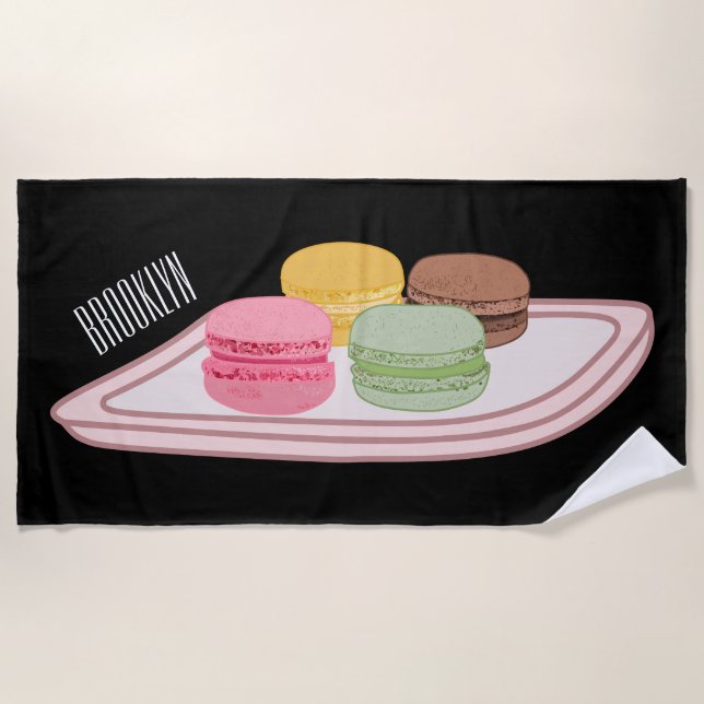 Toalla De Playa Ilustracion personalizado de Macaron (Anverso)