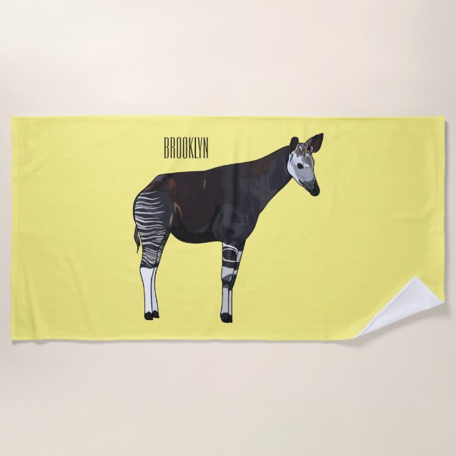 Toalla De Playa Ilustracion personalizado de Okapi (Anverso)
