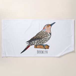 Toalla De Playa Ilustracion personalizado de pájaro parpadeante de