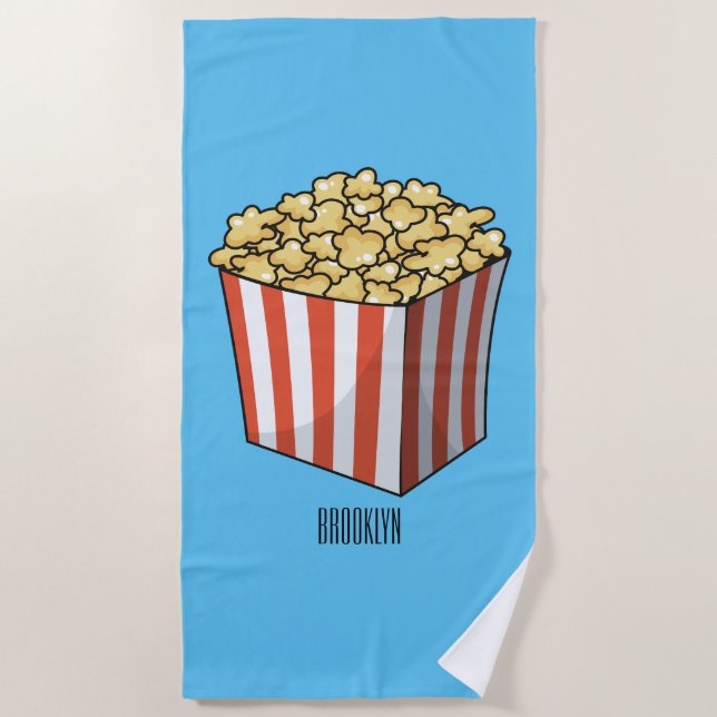 Toalla De Playa Ilustracion personalizado de palomitas (Anverso)