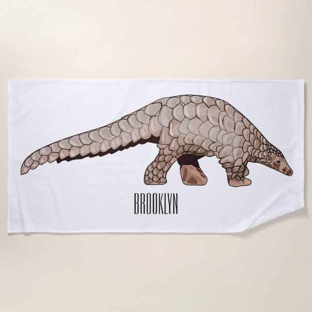 Toalla De Playa Ilustracion personalizado de Pangolin (Anverso)