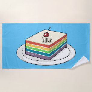 Toalla De Playa Ilustracion personalizado de pastel de arcoiris