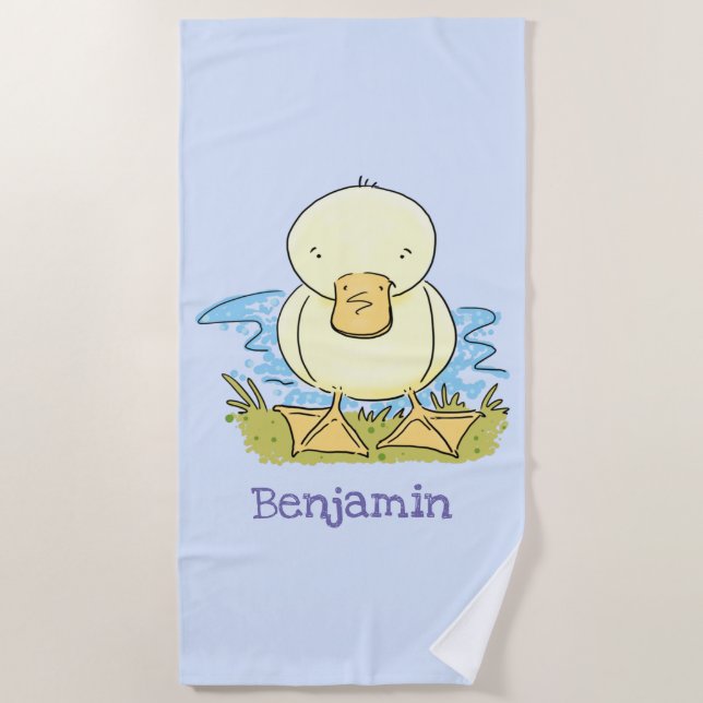 Toalla De Playa Ilustracion personalizado de pato amarillo (Anverso)
