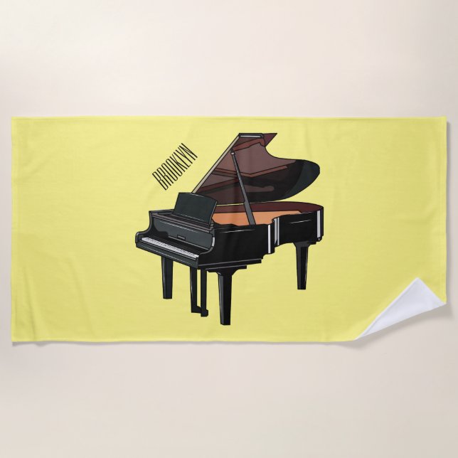 Toalla De Playa Ilustracion personalizado de piano (Anverso)