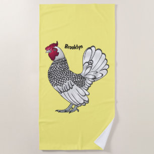 Toalla De Playa Ilustracion personalizado de pollo de Sebright