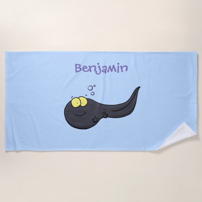 Toalla De Playa Ilustracion personalizado de renacuajo divertido (Anverso)