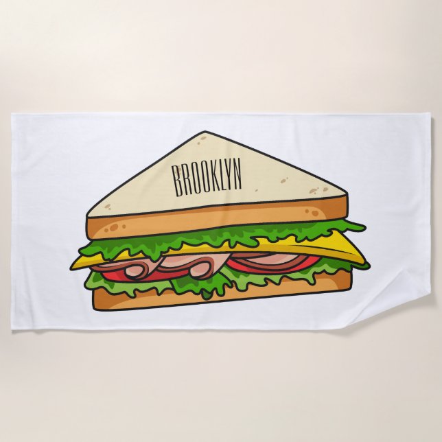 Toalla De Playa Ilustracion personalizado de sándwich (Anverso)