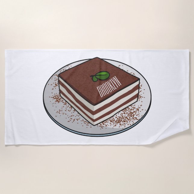 Toalla De Playa Ilustracion personalizado de tarta de Tiramisu (Anverso)