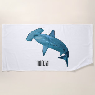 Toalla De Playa Ilustracion personalizado de tiburón martillo