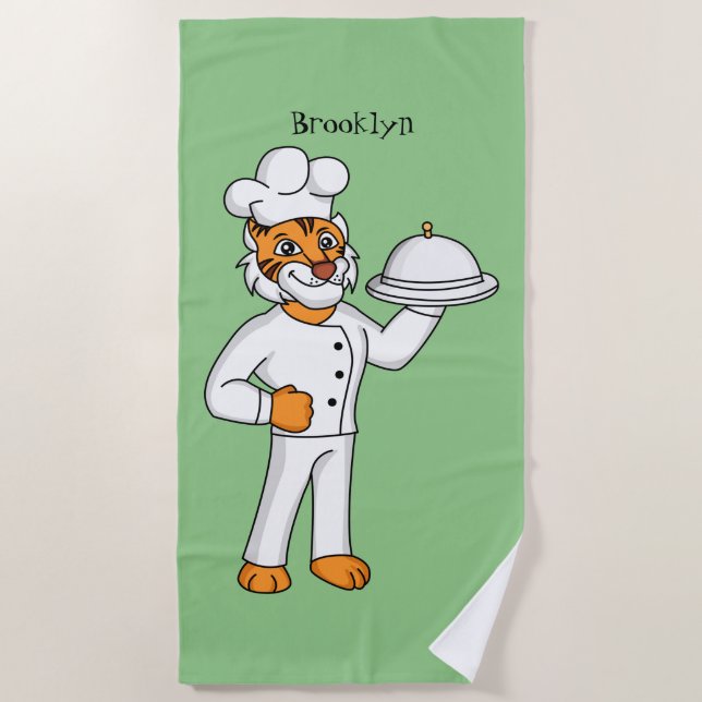 Toalla De Playa Ilustracion personalizado de tigre gracioso (Anverso)