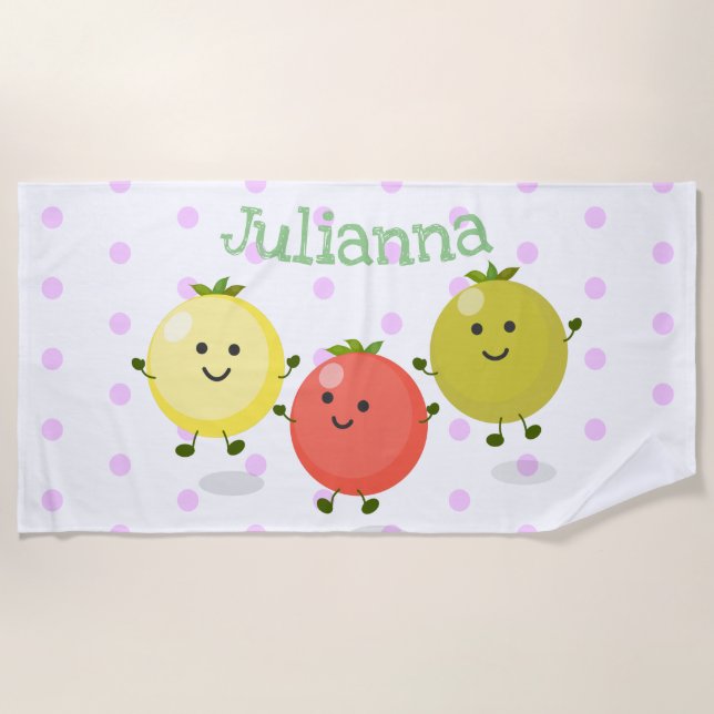 Toalla De Playa Ilustracion personalizado de tomates de cerezo (Anverso)