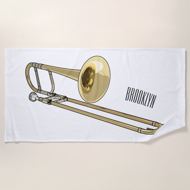 Toalla De Playa Ilustracion personalizado de Trombone (Anverso)
