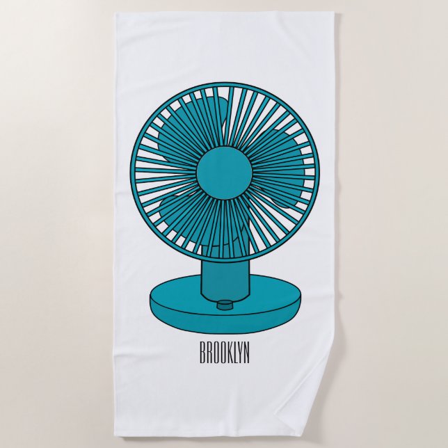Toalla De Playa Ilustracion personalizado de ventilador (Anverso)