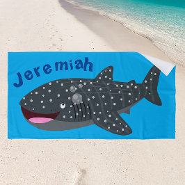 Toalla De Playa Ilustracion personalizado feliz de tiburón ballena