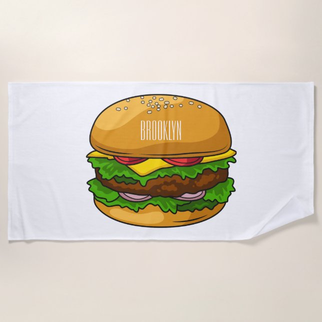 Toalla De Playa Ilustracion personalizado Hamburger (Anverso)