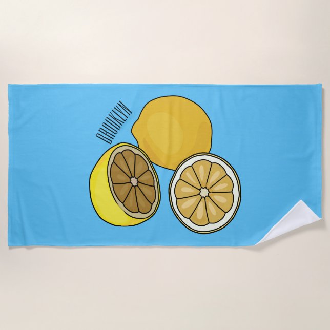 Toalla De Playa Ilustracion personalizado limón (Anverso)