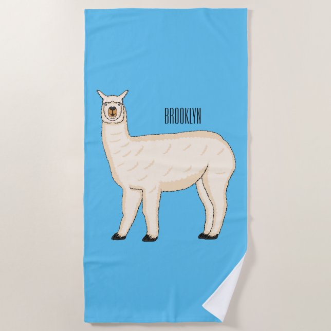 Toalla De Playa Ilustracion personalizado Llama (Anverso)