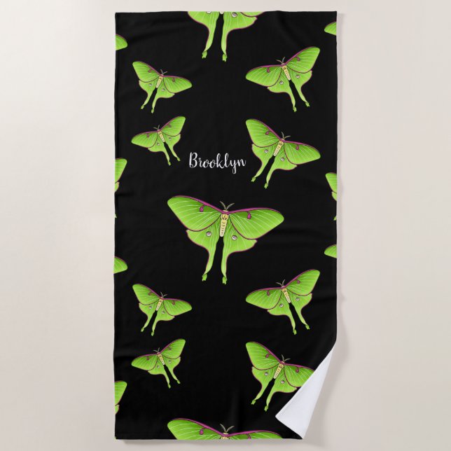 Toalla De Playa Ilustracion personalizado Luna Moth (Anverso)