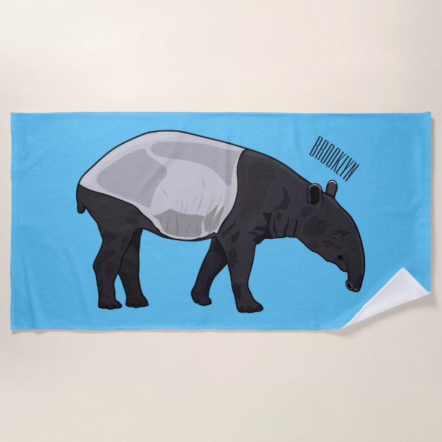 Toalla De Playa Ilustracion personalizado Tapir (Anverso)