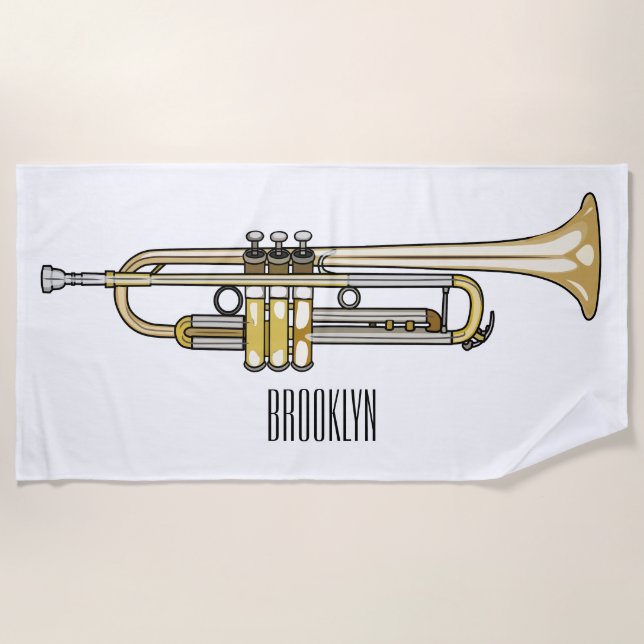 Toalla De Playa Ilustracion personalizado Trumpet (Anverso)