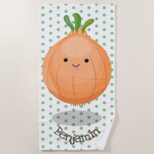 Toalla De Playa Ilustracion personalizado verde de cebolla marrón