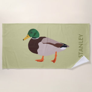 Toalla De Playa Ilustracion realista Mallard Duck personalizado