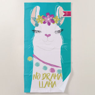 Toalla De Playa Ilustracion sin llama dramática con monograma